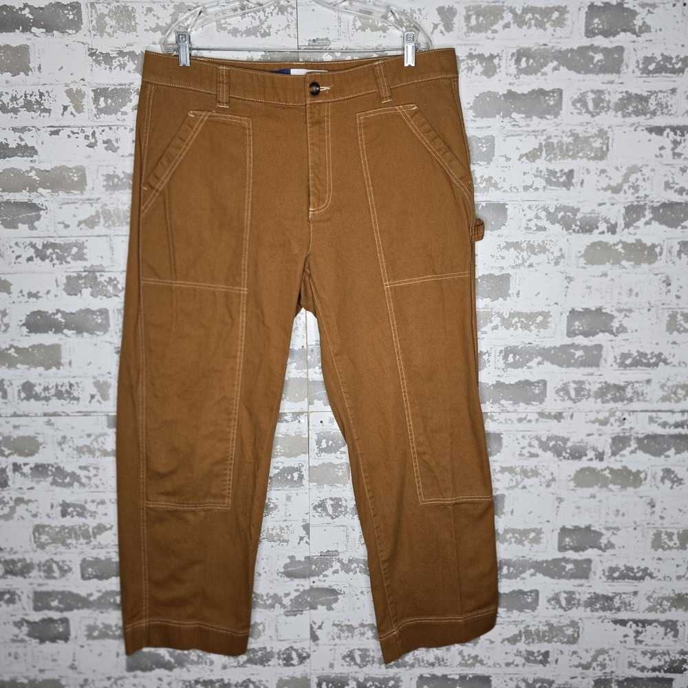 Old Navy Pants Womens 16 High Rise Straight Leg Brown Utility Twill Carpenter